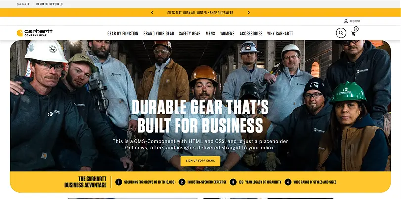 Carhartt Company Gear home page