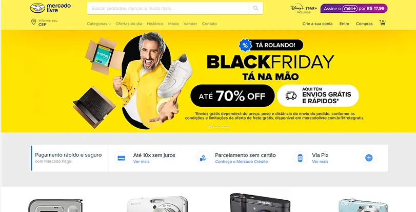 Mercado livre in Spartacus home page